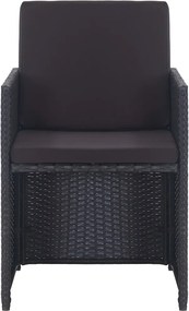 vidaXL Σετ Τραπεζαρίας Εξ. Χώρου 17 τεμ Μαύρο Συνθ. Ρατάν με Μαξιλάρια