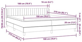 Κρεβάτι Boxspring με Στρώμα Ανοιχτό Γκρι 180x210 εκ. Βελούδινο - Γκρι