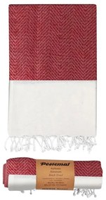 Πετσέτα Θαλάσσης Pestemal Βαμβακερή White-Red 90x180εκ. Summer tiempo 42-2946
