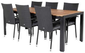 Σετ Τραπέζι και καρέκλες Dallas 586, Ξύλο, Πλαστικό ψάθινο, Ξύλο: Ακακία, Μαξιλάρι καθίσματος: Ναι | Epipla1.gr