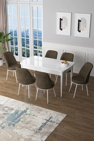 Extendable Dining Table &amp; Chairs Set (7 Pieces) Zen - White, Brown White
Brown