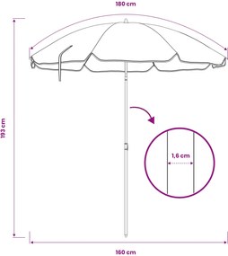 vidaXL Ομπρέλα Κήπου 160 cm 170T πολυεστέρας Πορτοκαλί