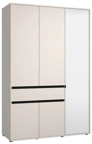 Ντουλάπα CORBETT 3K1F1O Τρίφυλλη με Καθρέπτη &amp; 1 Συρτάρι Cashmere - Μαύρο ματ 138x55x211εκ. 138x55x211 εκ.