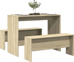 vidaXL Σετ Τραπεζαρίας με Πάγκο Sonoma Δρυς από Επεξεργασμένο Ξύλο