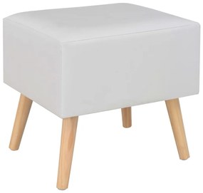 vidaXL Κομοδίνο Λευκό 40 x 35 x 40 εκ. από Συνθετικό Δέρμα