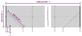 vidaXL Συρματόπλεγμα Περίφραξης Πράσινο 1,6 x 25 μ. με Καρφωτές Βάσεις