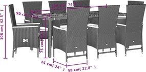vidaXL Σετ Τραπεζαρίας Κήπου 9 τεμ Μαύρο από Συνθ. Ρατάν με Μαξιλάρια