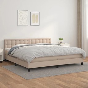 vidaXL Κρεβάτι Boxspring με Στρώμα Καπουτσίνο 200x200εκ.από Συνθ.Δέρμα