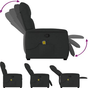 vidaXL Πολυθρόνα Μασάζ Ανακλινόμενη Μαύρη Υφασμάτινη