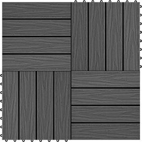vidaXL Πλάκα Κατασκευής 3D Σχεδίαση 11 pcs Μαύρο 30 x 30 cm WPC