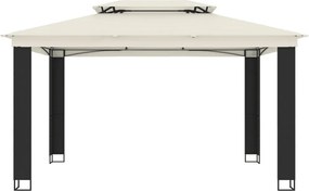 vidaXL Κιόσκι με Διπλή Οροφή Κρεμ 3,94x2,96 μ. Ατσάλινο