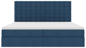 vidaXL LED Κρεβάτι αποθήκευσης με στρώμα Μπλε 200 x 200 cm Ύφασμα