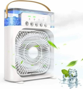 Φορητό Ανεμιστηράκι 600ml με Υδρονέφωση και LED Φωτισμό Λευκό