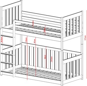 CRIS 80x160 grey bunk bed Lano Furniture