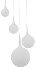 01144 GloboStar® DORI 01144 Μοντέρνο Κρεμαστό Φωτιστικό Μπάλα Πολύφωτο 4 x E27 IP20 Λευκό Γυαλί - Μ75 x Π75 x Υ52cm
