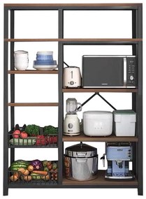 Ραφιέρα επιδαπέδια Leena pakoworld μέταλλο dark oak-μαύρο 80x30x142εκ
