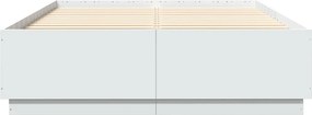 vidaXL Πλαίσιο Κρεβατιού Λευκό 150x200 εκ Επεξεργ. Ξύλο με LED