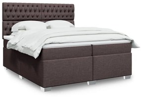 VidaXL Κρεβάτι Boxspring με Στρώμα Σκούρο Καφέ 200x200 εκ. Υφασμάτινο