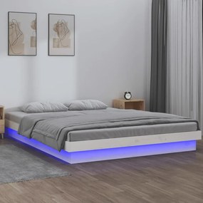 Πλαίσιο Κρεβατιού LED Λευκό 180x200 εκ. Super King Size Ξύλο