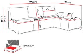 Γωνιακός καναπές Bestii-Portokali-Αριστερή