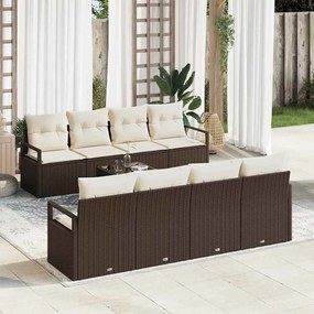 vidaXL Σετ Καναπέ Κήπου 7 pcs Καφέ, Κρέμα 55 x 55 x 37 εκ