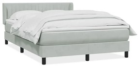 Κρεβάτι Boxspring με Στρώμα Ανοιχτό Γκρι 140x220 εκ. Βελούδινο