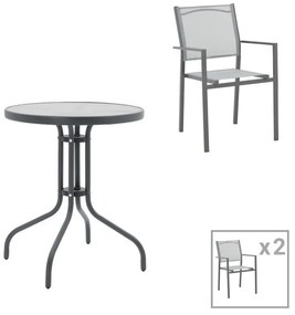 Dining table Watson-Confidence A set of 3 metal in anthracite shade D60x70cm 60x60x70 εκ.