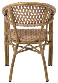 Rattan VEGERA Πολυθρόνα ALU &amp; Wicker Φυσικό 57x59x84cm