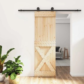 vidaXL Συρόμενη Πόρτα Φυσικό και Μαύρο 70 x 210 cm