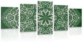 Εικόνα 5 μερών λευκό Mandala σε πράσινο φόντο