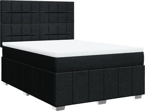 vidaXL Κρεβάτι Boxspring με Στρώμα Μαύρο 140x200 εκ. Υφασμάτινο