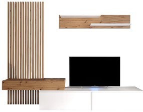 Σύνθετο σαλονιού Litende pakoworld sonoma-λευκό μελαμίνης 210x42x199.5εκ