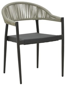 Aluminum armchair Elation stackable anthracite frame-textilene anthracite rattan 56x62x77cm 57x56x78 εκ.