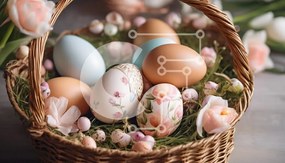 Intra Συλλεκτικό Ξύλινο Παζλ Plywood 4mm - Πασχαλινό καλάθι με πολύχρωμα αυγά Σε Ξύλινο Κουτί - Διαστάσεις: 10x10 cm – 25 κομμάτια