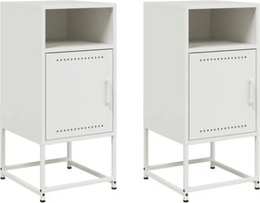 vidaXL Κομοδίνα 2 τεμ. Λευκό 36x39x78 εκ. από Χάλυβα