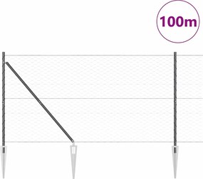 vidaXL Στύλος Περιφράξεων Γκρι 100 x 1,4 μ (50 mm πλέγμα)