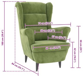 vidaXL Πολυθρόνα Ανοιχτό Πράσινο Βελούδινη