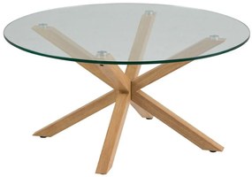 Τραπεζάκι σαλονιού Oakland 111, Ανοιχτό καφέ, 40cm, 20 kg, Επεξεργασμένο γυαλί, Στρόγγυλος | Epipla1.gr