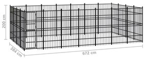 Κλουβί Σκύλου Εξωτερικού Χώρου 25,8 μ² από Ατσάλι - Μαύρο