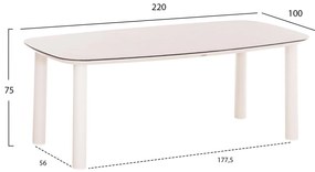 Τραπέζι κήπου DOSUN Αλουμινίου Κρέμ - 3D print γυαλί - κεραμική όψη 220x100x75Υ εκ. 220x100x75 εκ.