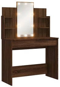 vidaXL Μπουντουάρ με LED Φώτα Καφέ Δρυς 96x40x142 εκ.