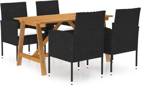 vidaXL Σετ Τραπεζαρίας Κήπου 5 Τεμαχίων Μαύρο