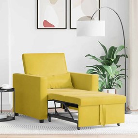 vidaXL 3 σε 1 Καναπές Κρεβάτι Μοναχός Convertible Κίτρινο Βελούδο
