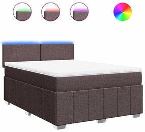 vidaXL Κρεβάτι Boxspring με Στρώμα Σκούρο Καφέ 140x190 εκ. Υφασμάτινο