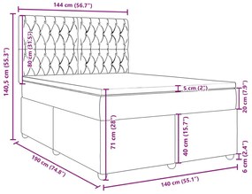 Κρεβάτι Boxspring με Στρώμα Ανοιχτό Γκρι 140x190 εκ. Υφασμάτινο - Γκρι