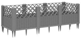 Ζαρντινιέρα με Πασσάλους Γκρι 123,5x43,5x43,5εκ. Πολυπροπυλένιο - Γκρι