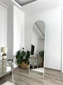 Stewehome Οβάλ καθρέφτης με μεταλλικό πλαίσιο και βάση Λευκό 180x50x1.5 cm