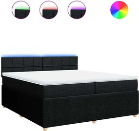 vidaXL Κρεβάτι Boxspring με Στρώμα Μαύρο 200x200 εκ. Υφασμάτινο