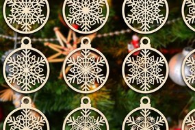 Σετ των 3 Intra απο ξύλο plywood 3mm-4mm πάχος Cut  Christmas Ball 18 Δίασταση 8x8 cm INTRAFABR-79430648