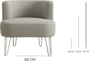 Stewehome Μοντέρνο μονό πολυθρόνα με μεταλλικά πόδια και ύφασμα teddy